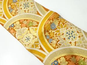 アンティーク　草花模様織出し袋帯（材料）